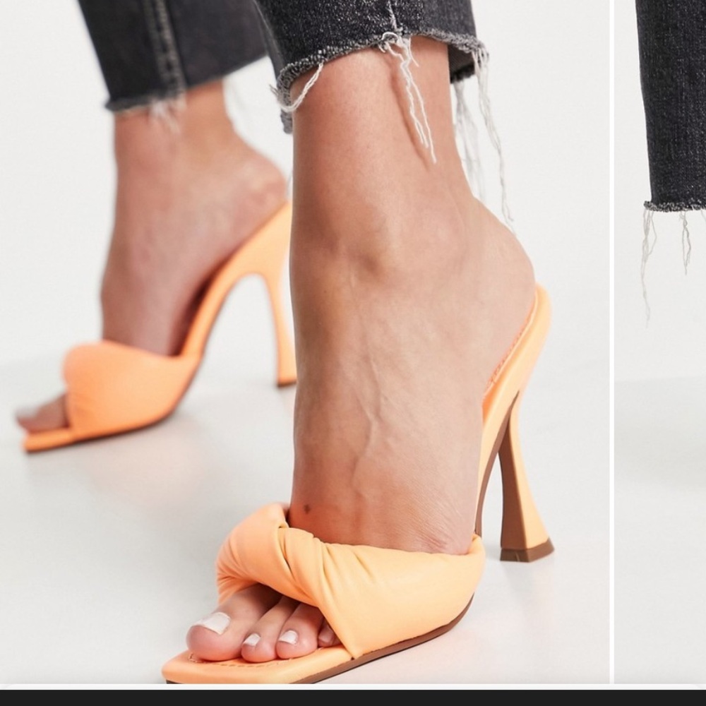 ASOS Peach Twist Front High Heel Mules